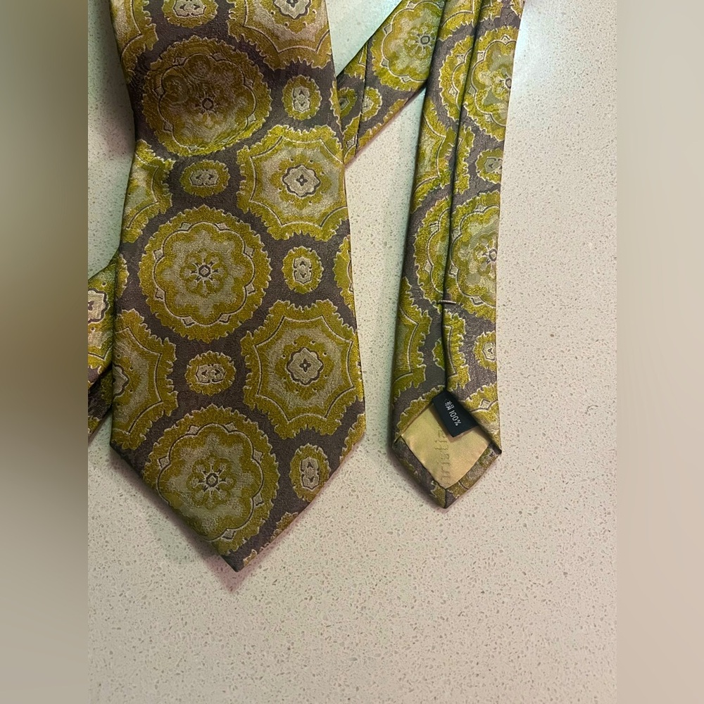 Authentic DIOR Green Patterned Tie - Picture 3 of 4